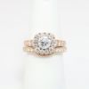 Picture of 14k Rose Gold & Round Brilliant Cut Diamond Halo Two-Piece Bridal Ring Set