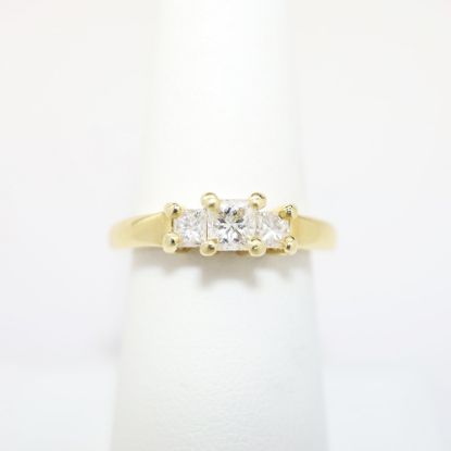 Picture of 14k Yellow Gold & Triple Square Brilliant Cut Diamond Engagement Ring