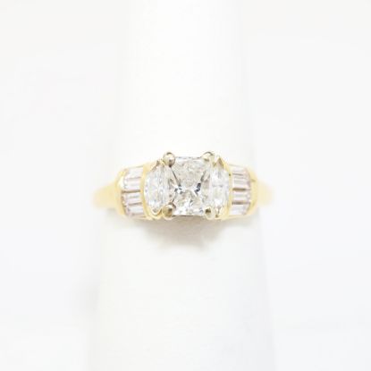Picture of 14k Yellow Gold & Triple Diamond Engagement Ring
