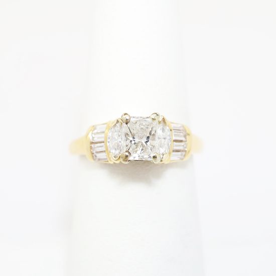 Picture of 14k Yellow Gold & Triple Diamond Engagement Ring