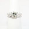 Picture of 14k White Gold, Round Brilliant Cut & Diamond Cluster Accented Two-Piece Bridal Ring Set