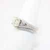 Picture of 14k White Gold, Round Brilliant Cut & Diamond Cluster Accented Two-Piece Bridal Ring Set