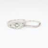 Picture of 14k White Gold, Round Brilliant Cut & Diamond Cluster Accented Two-Piece Bridal Ring Set