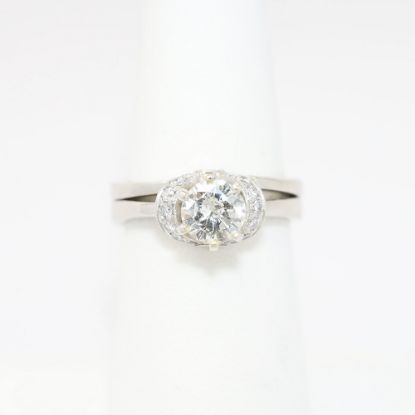 Picture of Platinum, Round Brilliant Cut & Diamond Cluster Accented Two-Piece Bridal Ring Set