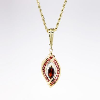 Picture of Garnet and Diamond Enhancer/Pendant, 14k Yellow Gold