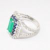 Picture of "Marina" Emerald, Blue Sapphire, and Diamond Ring, 18k White Gold