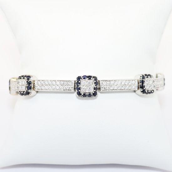 Picture of Diamond and Sapphire Bracelet, 18k White Gold