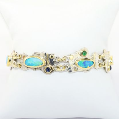 Picture of Custom Made Sterling Silver, Gold, Opal & Gemstone Bracelet