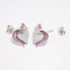 Picture of Pink Sapphire and Diamond Heart Earrings, 18k White Gold