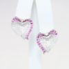 Picture of Pink Sapphire and Diamond Heart Earrings, 18k White Gold