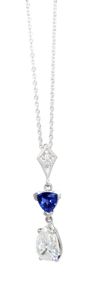 Picture of Platinum, Diamond & Sapphire Pendant
