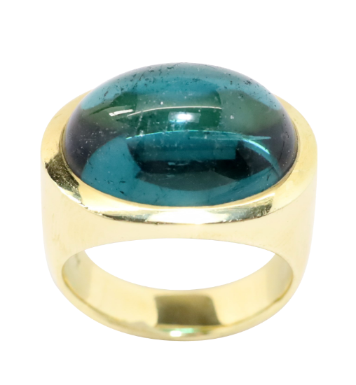 Picture of Oval Cabochon Tourmaline Ring, 14k Yellow Gold
