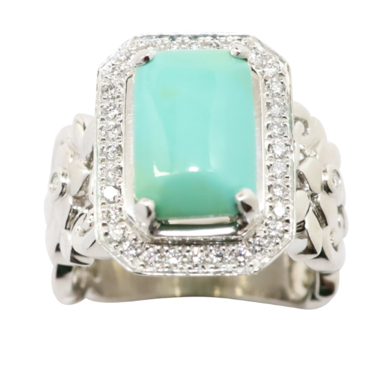 Picture of Turquoise and Diamond Ring, 18k White Gold