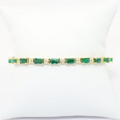 Picture of 5.0ct Emerald Cut Emerald Bracelet, 1.0ct Diamonds, 14k Yellow Gold