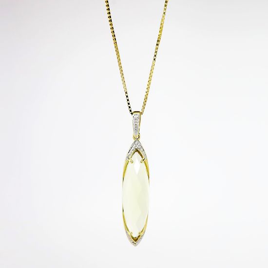 Picture of Citrine and Diamond Necklace, 14k Yellow Gold