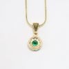 Picture of 14k Yellow Gold Necklace with Emerald and Diamond Pendant