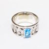 Picture of 1.25ct Emerald Cut Blue Topaz Ring, 0.30 Diamond Accents, 14k White Gold