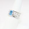 Picture of 1.25ct Emerald Cut Blue Topaz Ring, 0.30 Diamond Accents, 14k White Gold