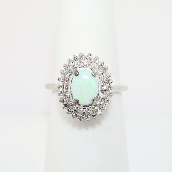 Picture of Opal and Diamond ring, 14k White Gold