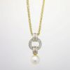 Picture of Cultured Pearl and 0.30ct Diamond Pendant Necklace, 14k Yellow Gold