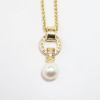 Picture of Cultured Pearl and 0.30ct Diamond Pendant Necklace, 14k Yellow Gold