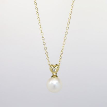 Picture of Cultured Pearl and Diamond Pendant Necklace, 14k Yellow Gold