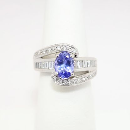 Picture of Tanzanite and Diamond Ring, 14k White Gold