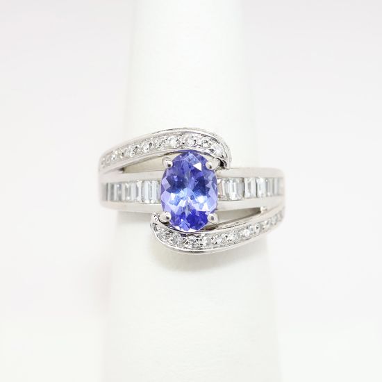 Picture of Tanzanite and Diamond Ring, 14k White Gold