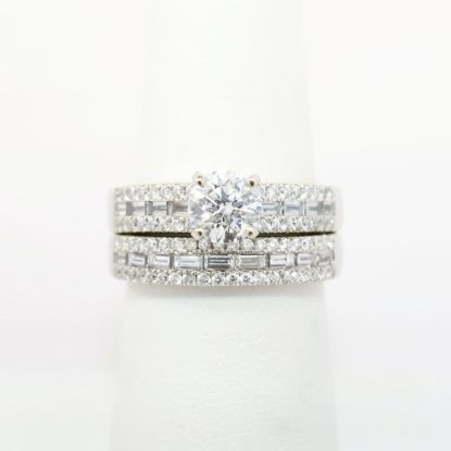 Picture of 0.70ct Round Brilliant Cut Diamond Bridal Set with Band, 18k White Gold