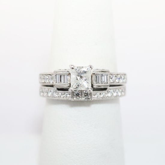 Picture of Diamond Bridal Set with Contour Band, 14k White Gold