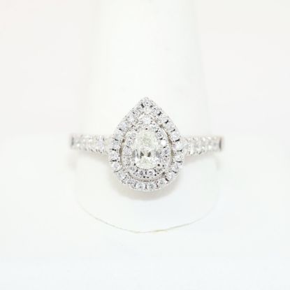 Picture of Pear Cut Diamond Halo Ring, 14k White Gold