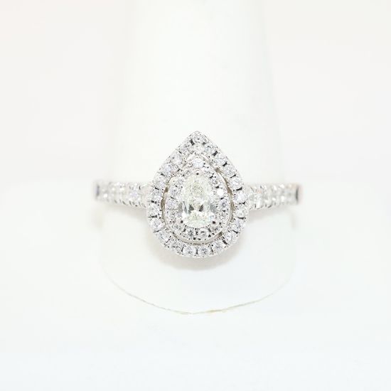 Picture of Pear Cut Diamond Halo Ring, 14k White Gold