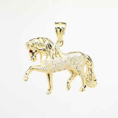 Picture of 0.50 Daimond Pave Horse Pendant, 14k Yellow Gold