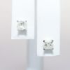 Picture of 1.00ct Square Brilliant Cut Diamond Solitaire Earrings, 14k White Gold