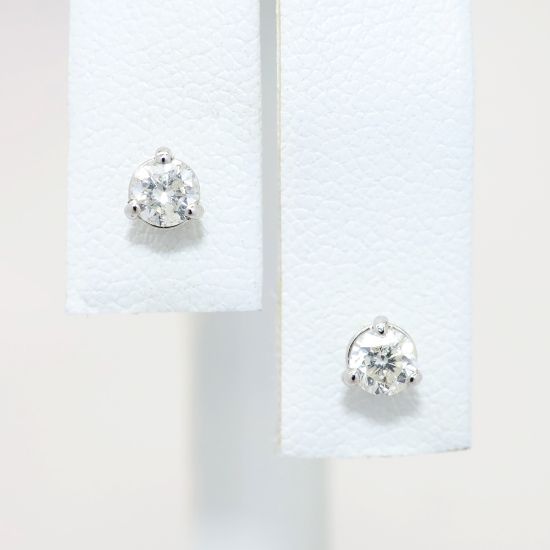 Picture of 0.50ct Round Brilliant Cut Diamond Solitaire Earrings, 14k White Gold