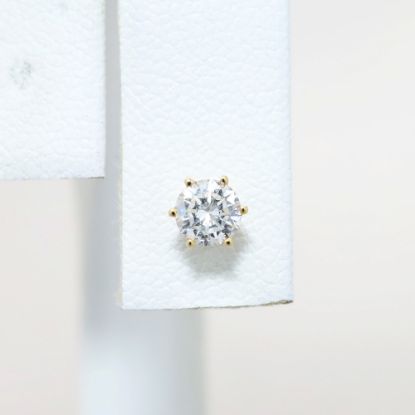 Picture of 0.25ct Round Brilliant Cut Single Diamond Solitaire Earring, 14k Yellow Gold