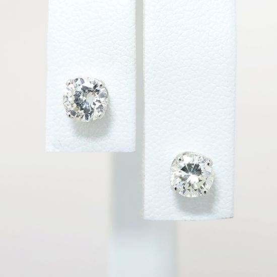 Picture of 1.15ct Round Brilliant Cut Diamond Solitaire Earrings, 14k White Gold