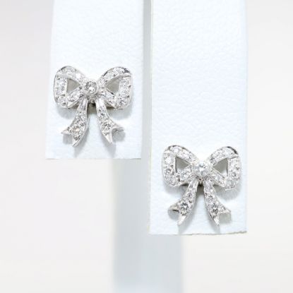 Picture of 14k White Gold & Diamond Bow Earrings