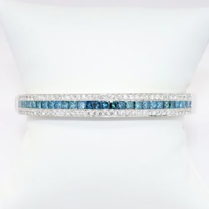 Picture of 18k White Gold Blue & White Diamond Bangle Bracelet, 5.00ct