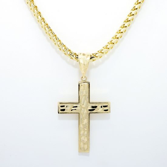 Picture of Cross Pendant on 22" Franco Chain, 14k Yellow Gold