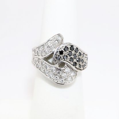 Picture of Black and White Diamond Ring, 14k White Gold