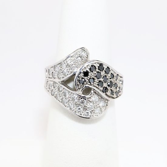 Picture of Black and White Diamond Ring, 14k White Gold