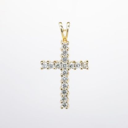 Picture of 0.50 Diamond Cross Pendant, 14k Yellow Gold