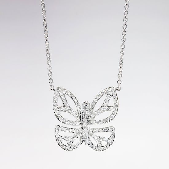 Picture of 1.00ct Diamond Butterfly Necklace, 14k White Gold