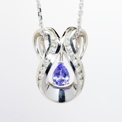 Picture of Tanzanite and Diamond Pendant Slide, 14k White Gold