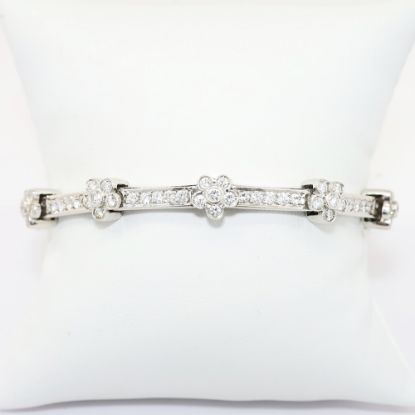 Picture of 14k White Gold & 5.00ct Diamond Flower Station Bracelet