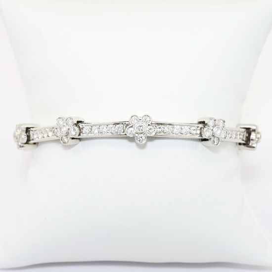 Picture of 14k White Gold & 5.00ct Diamond Flower Station Bracelet