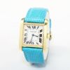 Picture of 18k Yellow Gold Cartier Wristwatch with Turquoise Leather Band