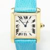 Picture of 18k Yellow Gold Cartier Wristwatch with Turquoise Leather Band