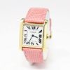 Picture of 18k Yellow Gold Cartier Wristwatch with Pink Leather Band